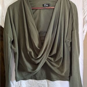 ZYIA Olive Drape Front Top